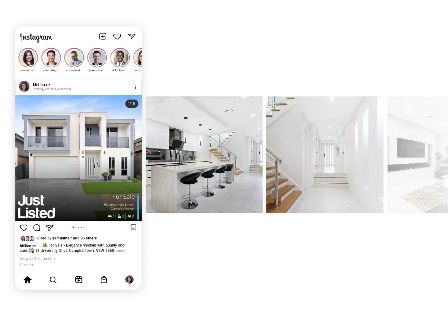 image showing dripflow.io app posting real estate listings to instagram automatically.