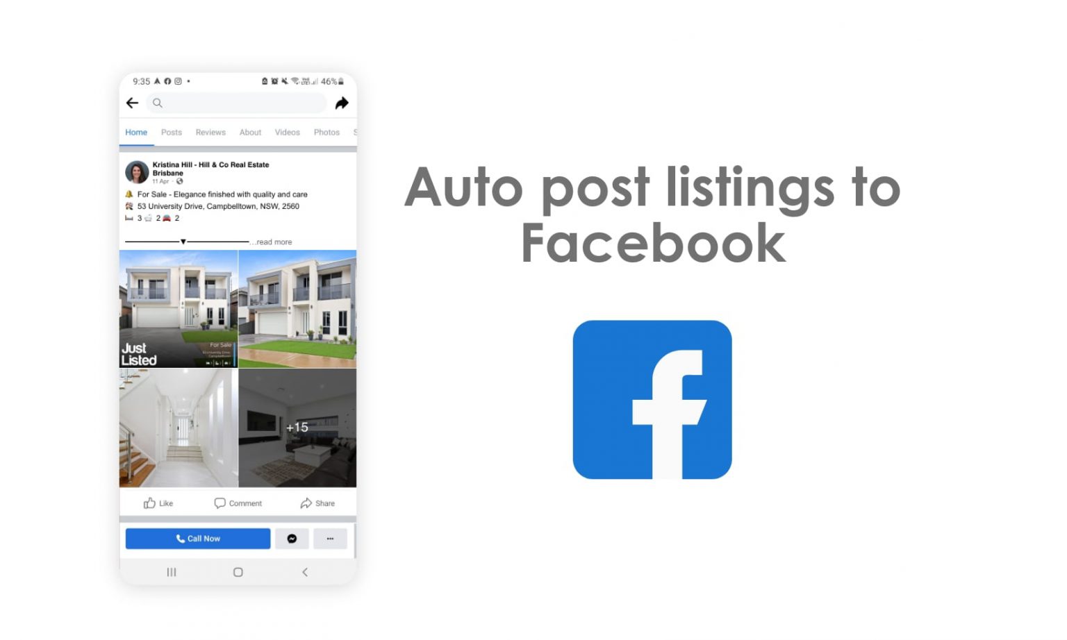 Automatic posting of real estate listings to Facebook
